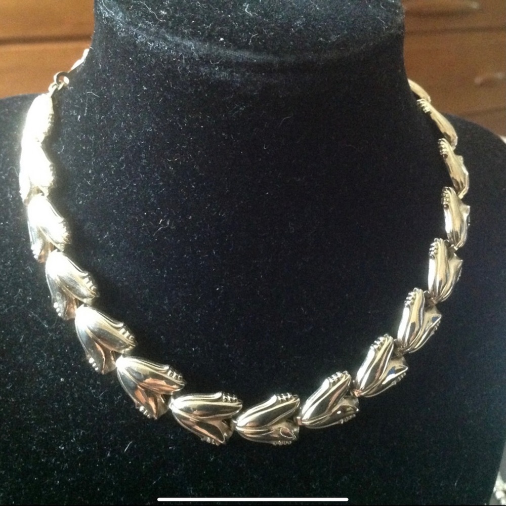 Vintage 1950s Gold Tone Necklace Mid Century Organic Form Barkley’s